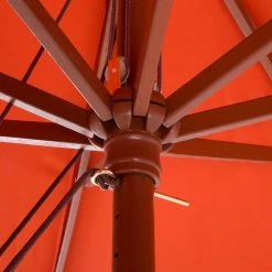 Beliani Parasols Parasol De Jardin En Bois Avec Toile Rouge D270cm -Parasols Soldes Magasin parasol de jardin en bois avec toile rouge d270cm 5