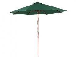 Beliani Parasols Parasol De Jardin En Bois Avec Toile Verte D270cm