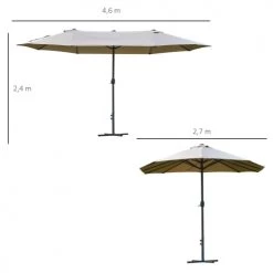 Outsunny Parasols Parasol De Jardin XXL à Manivelle Acier Polyester Café Latte -Parasols Soldes Magasin parasol de jardin xxl a manivelle acier polyester cafe latte 2