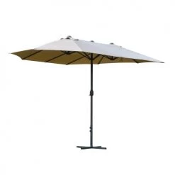 Outsunny Parasols Parasol De Jardin XXL à Manivelle Acier Polyester Café Latte