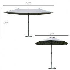 Outsunny Parasols Parasol De Jardin XXL à Manivelle Acier Polyester Haute Densité Gris -Parasols Soldes Magasin parasol de jardin xxl a manivelle acier polyester haute densite gris 2