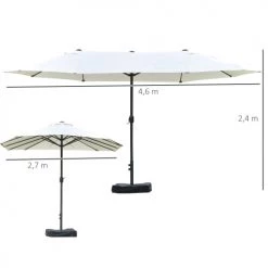 Outsunny Parasols Parasol De Jardin XXL Acier Polyester Haute Densité Crème -Parasols Soldes Magasin parasol de jardin xxl acier polyester haute densite creme 2