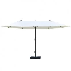 Outsunny Parasols Parasol De Jardin XXL Acier Polyester Haute Densité Crème