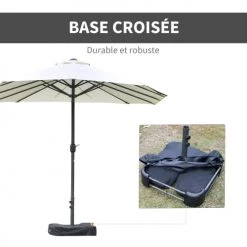 Outsunny Parasols Parasol De Jardin XXL Acier Polyester Haute Densité Crème -Parasols Soldes Magasin parasol de jardin xxl acier polyester haute densite creme 5