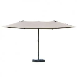 Outsunny Parasols Parasol De Jardin XXL Acier Polyester Haute Densité Gris Clair
