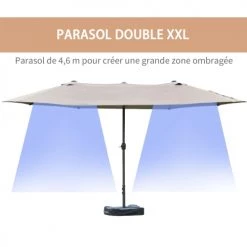 Outsunny Parasols Parasol De Jardin XXL Acier Polyester Haute Densité Gris Clair -Parasols Soldes Magasin parasol de jardin xxl acier polyester haute densite gris clair 3