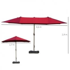 Outsunny Parasols Parasol De Jardin XXL Pied Contrepoids Inclus Acier Polyester Bordeaux -Parasols Soldes Magasin parasol de jardin xxl pied contrepoids inclus acier polyester bordeaux 2