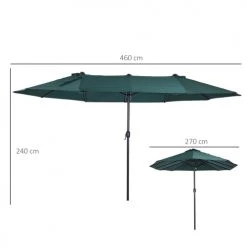 Outsunny Parasols Parasol De Jardin XXL Vert -Parasols Soldes Magasin parasol de jardin xxl vert 2