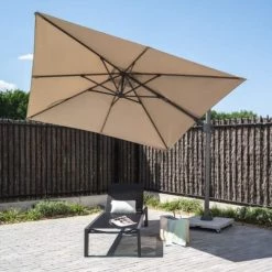 Arbonie Parasols Parasol Déporté 3x3m Taupe -Parasols Soldes Magasin parasol deporte 3x3m taupe 16