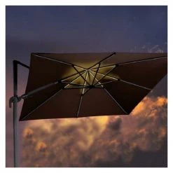 Platinum Parasols Parasol Déporté Avec LED 3x3m Taupe -Parasols Soldes Magasin parasol deporte avec led 3x3m taupe 2