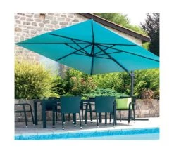 Ozalide Parasols Parasol Déporté Carré 3x3 M En Aluminium Bleu Canard -Parasols Soldes Magasin parasol deporte carre 3x3 m en aluminium bleu canard 3
