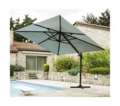 Ozalide Parasols Parasol Déporté Carré 3x3 M En Aluminium Gris Perle -Parasols Soldes Magasin parasol deporte carre 3x3 m en aluminium gris perle 3