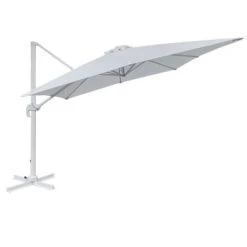 Happy Garden Parasols Parasol Déporté Carré 3x3m En Aluminium Et Toile Blanche -Parasols Soldes Magasin parasol deporte carre 3x3m en aluminium et toile blanche