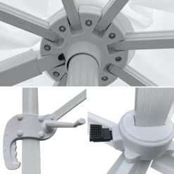 Happy Garden Parasols Parasol Déporté Carré 3x3m En Aluminium Et Toile Blanche -Parasols Soldes Magasin parasol deporte carre 3x3m en aluminium et toile blanche 3