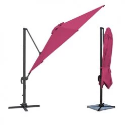 Happy Garden Parasols Parasol Déporté Carré 3x3m En Aluminium Et Toile Fuchsia -Parasols Soldes Magasin parasol deporte carre 3x3m en aluminium et toile fuchsia 3