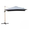 Oviala Parasols Parasol Déporté Carré Effet Bois Anthracite