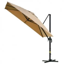 Outsunny Parasols Parasol Déporté Carré Inclinable Pivotant 360° Beige -Parasols Soldes Magasin parasol deporte carre inclinable pivotant 3600 beige 3