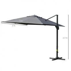Outsunny Parasols Parasol Déporté Carré Inclinable Pivotant 360° Gris -Parasols Soldes Magasin parasol deporte carre inclinable pivotant 3600 gris 2