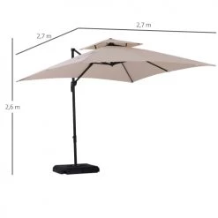 Outsunny Parasols Parasol Déporté Double Toit Inclinable Pivotant Lestage Inclus -Parasols Soldes Magasin parasol deporte double toit inclinable pivotant lestage inclus 2
