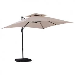 Outsunny Parasols Parasol Déporté Double Toit Inclinable Pivotant Lestage Inclus