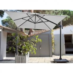 Proloisirs Parasols Parasol Déporté En Aluminium 3x4m Dom Blanc -Parasols Soldes Magasin parasol deporte en aluminium 3x4m dom blanc 1