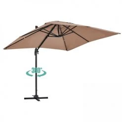 Oviala Parasols Parasol Déporté En Aluminium Taupe -Parasols Soldes Magasin parasol deporte en aluminium taupe 2