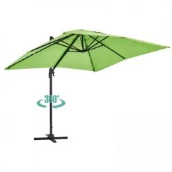 Oviala Parasols Parasol Déporté En Aluminium Vert -Parasols Soldes Magasin parasol deporte en aluminium vert 4