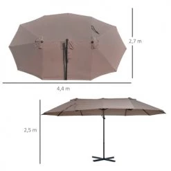 Outsunny Parasols Parasol Déporté Grande Taille Inclinable Marron 10 Outsunny Parasols Parasol Déporté Grande Taille Inclinable Marron -Parasols Soldes Magasin parasol deporte grande taille inclinable marron 2