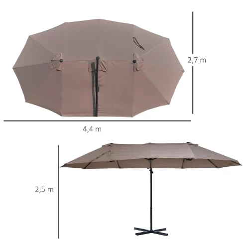 Outsunny Parasols Parasol Déporté Grande Taille Inclinable Marron 5 Outsunny Parasols Parasol Déporté Grande Taille Inclinable Marron – Image 3