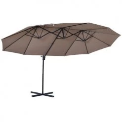 Outsunny Parasols Parasol Déporté Grande Taille Inclinable Marron