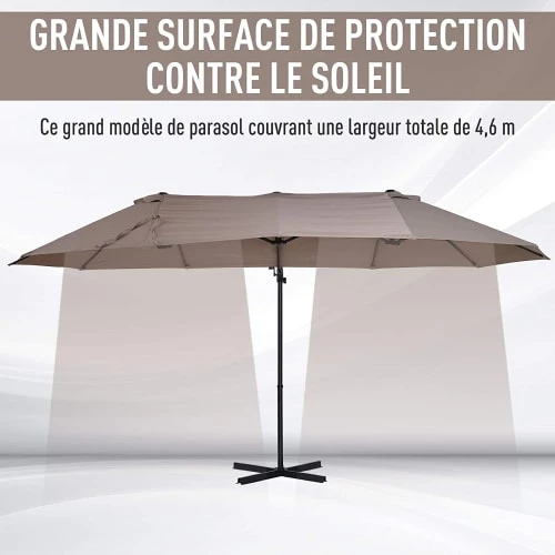 Outsunny Parasols Parasol Déporté Grande Taille Inclinable Marron 7 Outsunny Parasols Parasol Déporté Grande Taille Inclinable Marron – Image 5