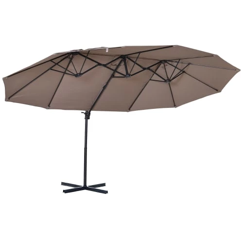 Outsunny Parasols Parasol Déporté Grande Taille Inclinable Marron 3 Outsunny Parasols Parasol Déporté Grande Taille Inclinable Marron