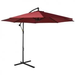 Outsunny Parasols Parasol Déporté Inclinable Manivelle Avec Pied En Acier Bordeaux -Parasols Soldes Magasin parasol deporte inclinable manivelle avec pied en acier bordeaux 3