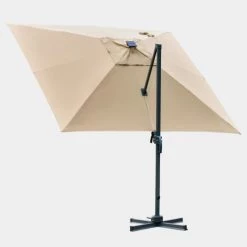 Outsunny Parasols Parasol Déporté LED Carré Inclinable Pivotant 360° Beige -Parasols Soldes Magasin parasol deporte led carre inclinable pivotant 3600 beige 3