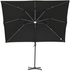 Outsunny Parasols Parasol Déporté LED Carré Inclinable Pivotant 360° Gris -Parasols Soldes Magasin parasol deporte led carre inclinable pivotant 3600 gris 3