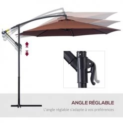 Outsunny Parasols Parasol Déporté Octogonal Chocolat -Parasols Soldes Magasin parasol deporte octogonal chocolat 5