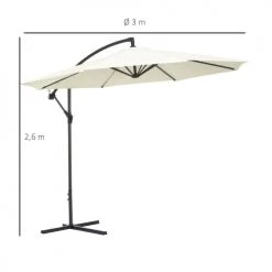 Outsunny Parasols Parasol Déporté Octogonal Crème -Parasols Soldes Magasin parasol deporte octogonal creme 2