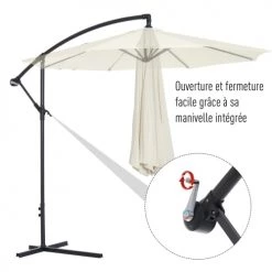 Outsunny Parasols Parasol Déporté Octogonal Crème -Parasols Soldes Magasin parasol deporte octogonal creme 4
