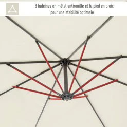 Outsunny Parasols Parasol Déporté Octogonal Crème -Parasols Soldes Magasin parasol deporte octogonal creme 5