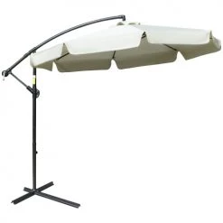 Outsunny Parasols Parasol Déporté Octogonal Inclinable Acier époxy Polyester Crème
