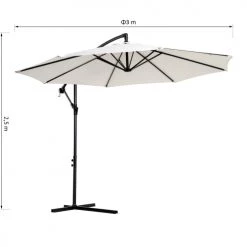 Outsunny Parasols Parasol Déporté Octogonal Inclinable Crème -Parasols Soldes Magasin parasol deporte octogonal inclinable creme 2