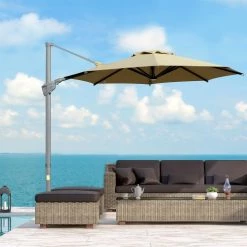 Outsunny Parasols Parasol Déporté Octogonal Inclinable Pivotant 360° Polyester Kaki 10 Outsunny Parasols Parasol Déporté Octogonal Inclinable Pivotant 360° Polyester Kaki -Parasols Soldes Magasin parasol deporte octogonal inclinable pivotant 3600 polyester kaki 3