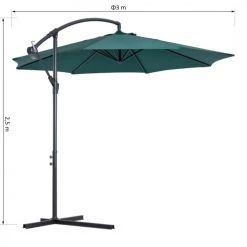Outsunny Parasols Parasol Déporté Octogonal Inclinable Vert -Parasols Soldes Magasin parasol deporte octogonal inclinable vert 2