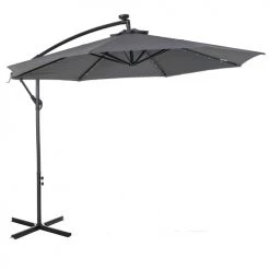 Outsunny Parasols Parasol Déporté Octogonal Parasol LED Inclinable Gris