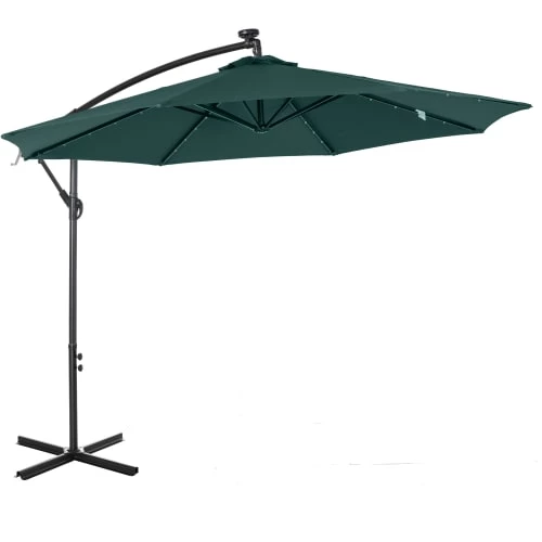 Outsunny Parasols Parasol Déporté Octogonal Parasol LED Inclinable Vert 3 Outsunny Parasols Parasol Déporté Octogonal Parasol LED Inclinable Vert