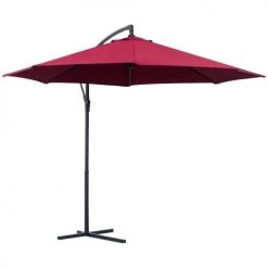 Outsunny Parasols Parasol Déporté Octogonal Rouge -Parasols Soldes Magasin parasol deporte octogonal rouge 3