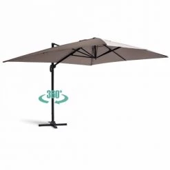 Oviala Parasols Parasol Déporté Rectangle En Aluminium Taupe