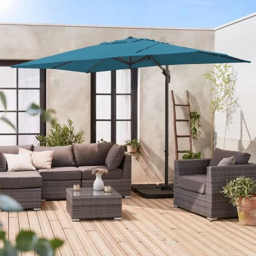 Alice's Garden Parasols Parasol Déporté Rectangulaire 2x3m Bleu Canard 4 Alice's Garden Parasols Parasol Déporté Rectangulaire 2x3m Bleu Canard – Image 2