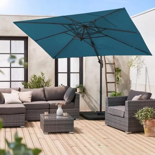 Alice's Garden Parasols Parasol Déporté Rectangulaire 2x3m Bleu Canard 5 Alice's Garden Parasols Parasol Déporté Rectangulaire 2x3m Bleu Canard – Image 3