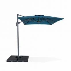 Alice's Garden Parasols Parasol Déporté Rectangulaire 2x3m Bleu Canard